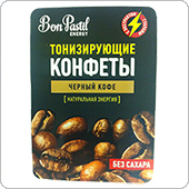Тонизирующие конфеты Bon Pastil "Чёрный кофе" без сахара, 8 штук