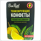 Тонизирующие конфеты Bon Pastil "Черный чай с лимоном" без сахара, 8 штук