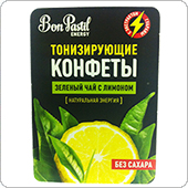 Тонизирующие конфеты Bon Pastil "Зеленый чай с лимоном" без сахара, 8 штук