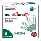 Тест-полоски Multicarein на холестерин, 5 штук