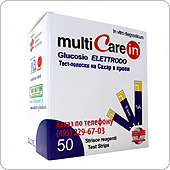 Тест-полоски MulticareIn на сахар, 50 штук