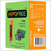 Гель от гипогликемии HypoFree со вкусом ежевики 1 хе, 10 штук