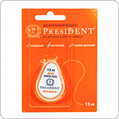 President - Межзубная нить ВОЩЕНАЯ со фтором и вкусом мяты