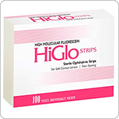 Тест-полоски офтальмологические HiGlo на флюоресцеин (высокомолекулярный), 100 штук