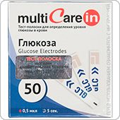 Тест-полоски Multicarein на сахар, 50 штук