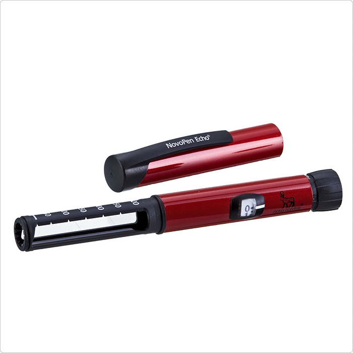 Новопен Эхо красного цвета шприц-ручка с шагом 0,5 единицы инсулина для детей