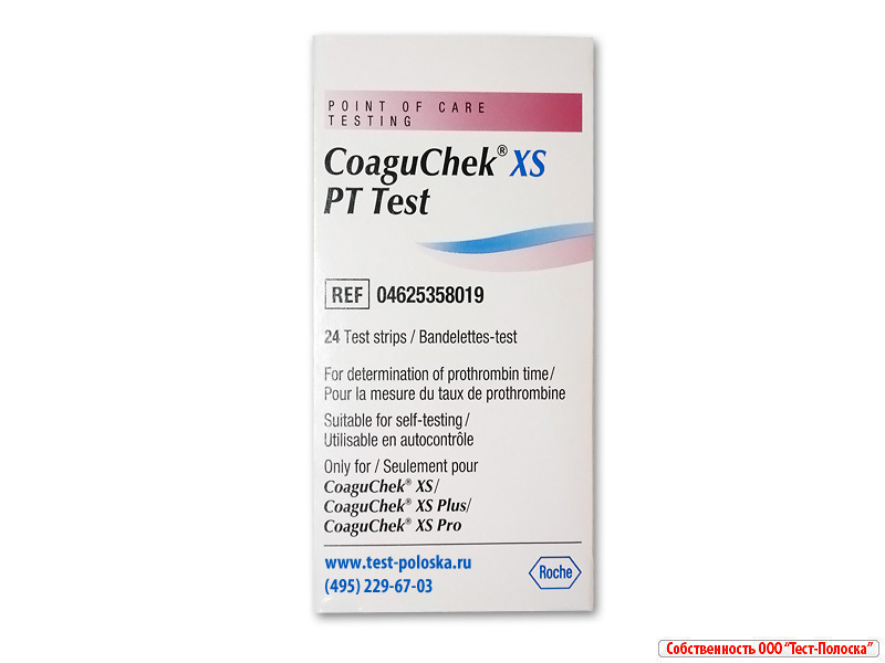 Тест-полоски Коагучек 24 штуки (CoaguChek XS) для анализатора фактора ...