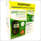 Глюкометр ВанТач Селект Плюс Флекс (OneTouch Select Plus Flex) + 25 тест-полосок
