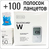 Глюкометр Глюкокард W (полный комплект на 100 измерений)