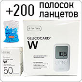 Глюкометр Глюкокард W (полный комплект на 200 измерений)