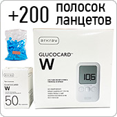 Глюкометр Глюкокард W (комплект на 200 измерений)