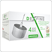 Иглы для шприц-ручек универсальные Дексфайн 4 мм (Dexfine) 32G, 100 штук
