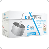 Иглы для шприц-ручек универсальные Дексфайн 5 мм (Dexfine) 32G, 100 штук