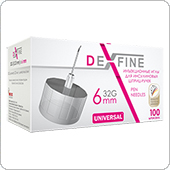Иглы для шприц-ручек универсальные Дексфайн 6 мм (Dexfine) 32G, 100 штук