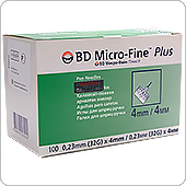 Иглы Микрофайн Плюс 4 мм (BD Micro-Fine Plus), 100 штук