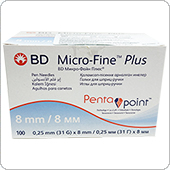 Иглы Микрофайн Плюс 8 мм Пента Поинт (BD Micro-Fine Plus Penta Point), 100 штук