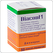 Тест-полоски Диаконт-1 (Diacont-1) подходят для глюкометров ВанТач Селект и Селект Симпл, 50 штук