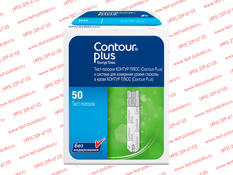 Тест-полоски Байер Контур Плюс 50 штук (Bayer Contour Plus) только для ...