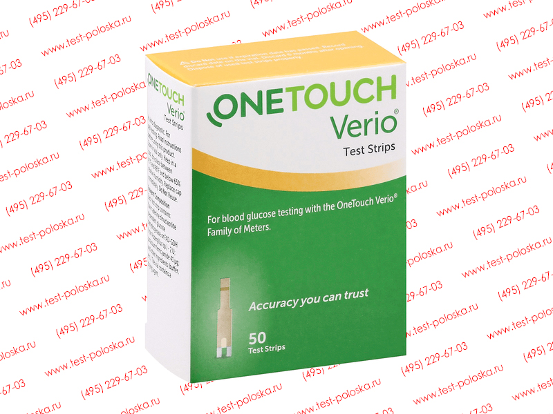 Тест-полоски OneTouch Verio 50 штук (для глюкометра ВанТач Верио ...