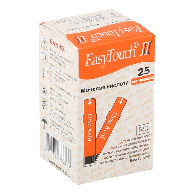 Тест-полоски EasyTouch мочевая кислота, 25 штук ИзиТач Биоптик Bioptik ...